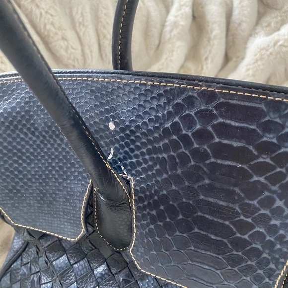 Sherif Genuine Leather Handbag Navy Blue - Picture 7 of 12